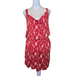 LOFT Coral Orange Tribal Patterned Dress Size S
